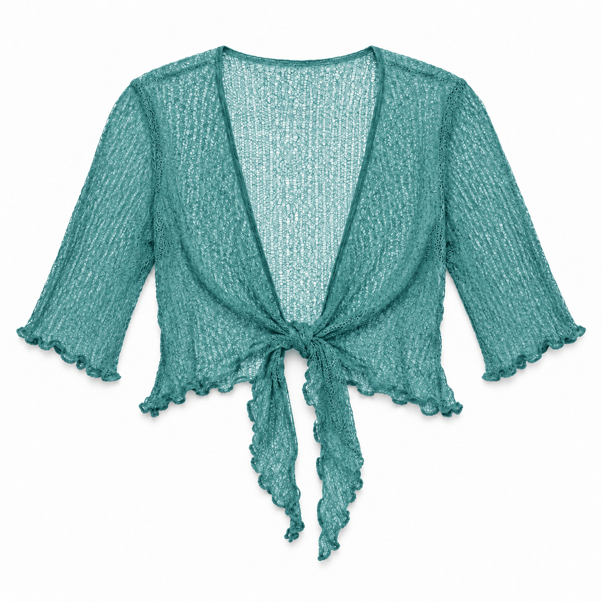 Haystacks shawl Lightweight Knit Cross Front Shrug - Ocean Green
