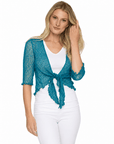 Haystacks shawl Lightweight Knit Cross Front Shrug - Peacock