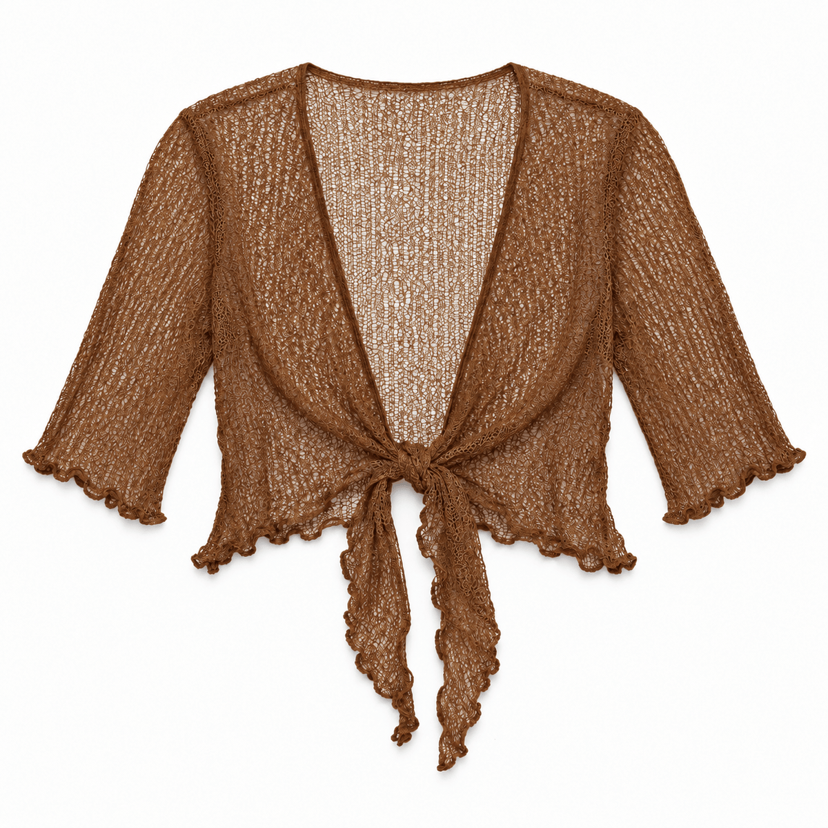 Haystacks shawl Lightweight Knit Cross Front Shrug - Pumpkin