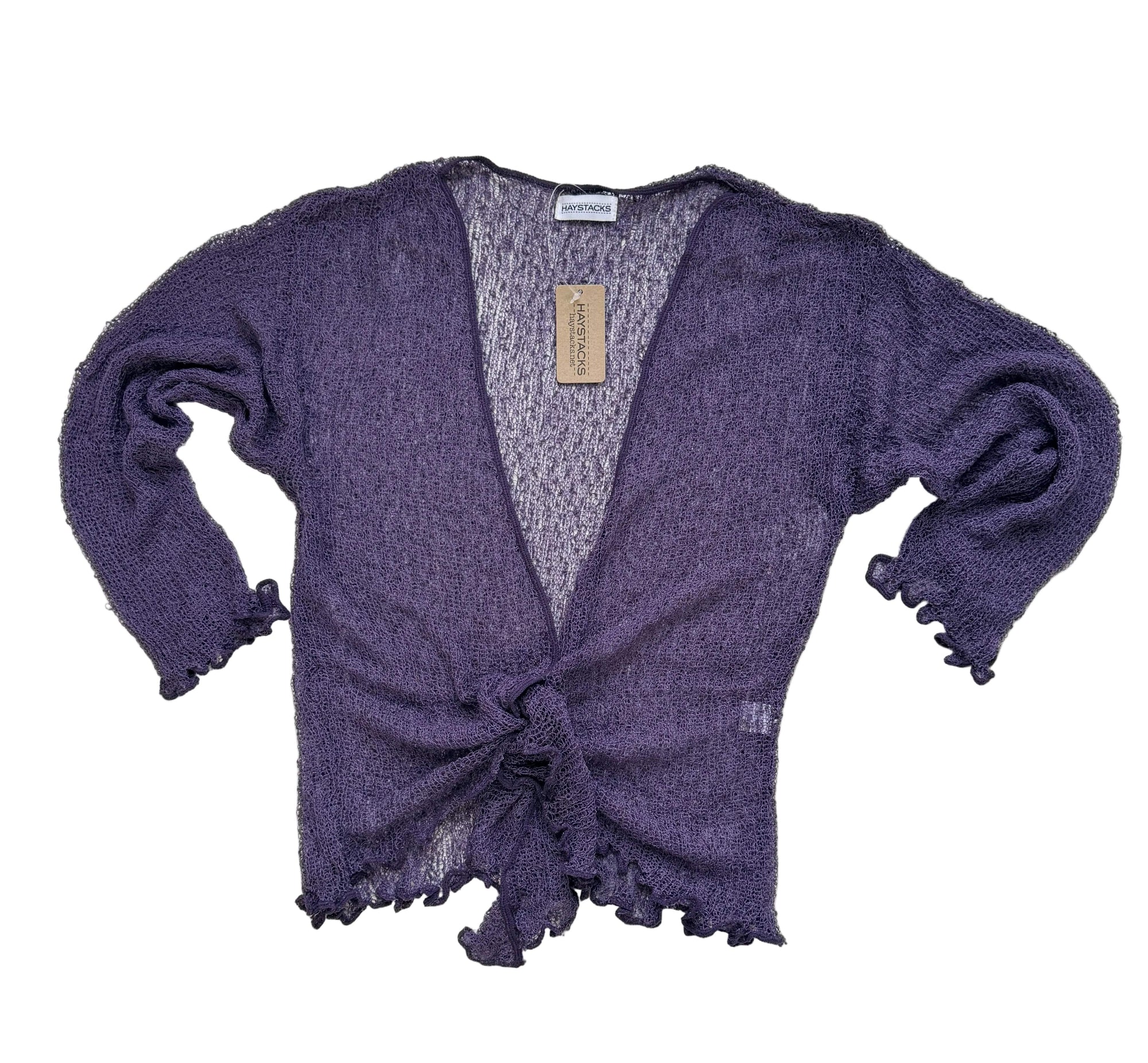 Haystacks shawl Lightweight Knit Cross Front Shrug - Purple Corallites