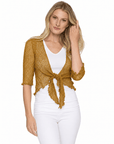 Haystacks shawl Lightweight Knit Cross Front Shrug - Saffron