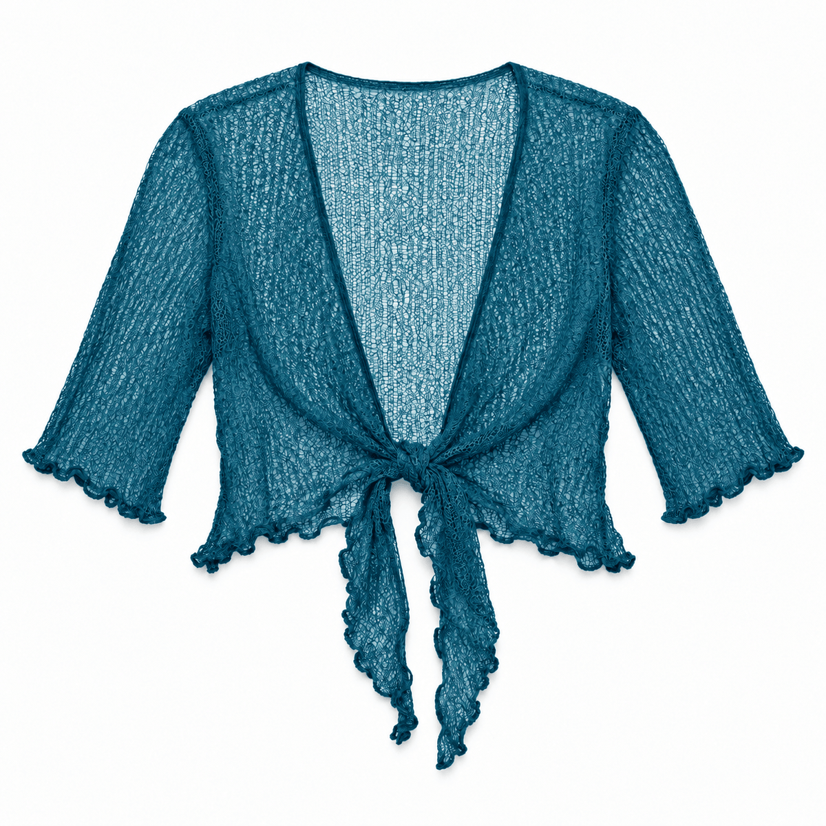 Haystacks shawl Lightweight Knit Cross Front Shrug - Teal