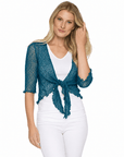 Haystacks shawl Lightweight Knit Cross Front Shrug - Teal