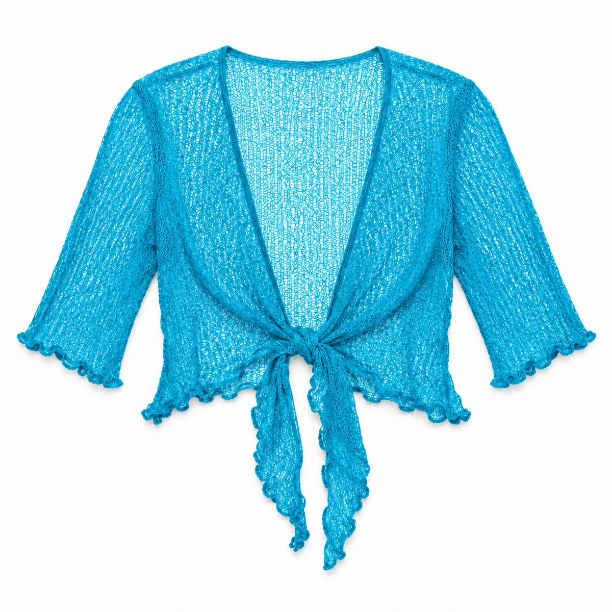 Haystacks shawl Lightweight Knit Cross Front Shrug - Turquoise