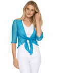 Haystacks shawl Lightweight Knit Cross Front Shrug - Turquoise