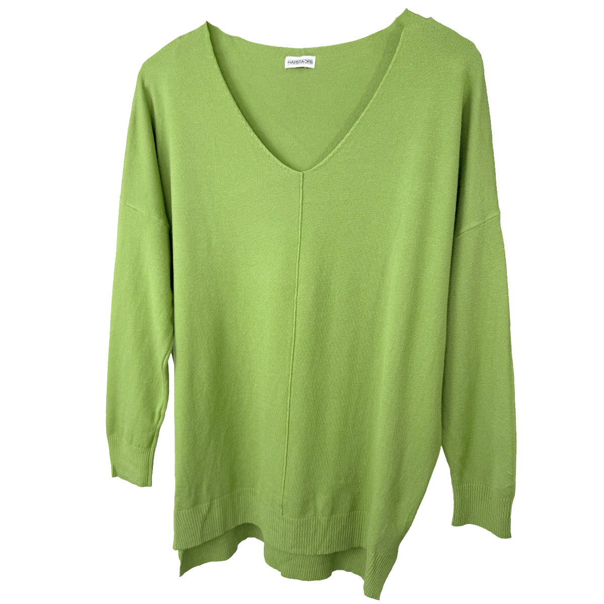 Haystacks Sweater One size Center Seam V-Neck Basic Sweater - Heather Iguana