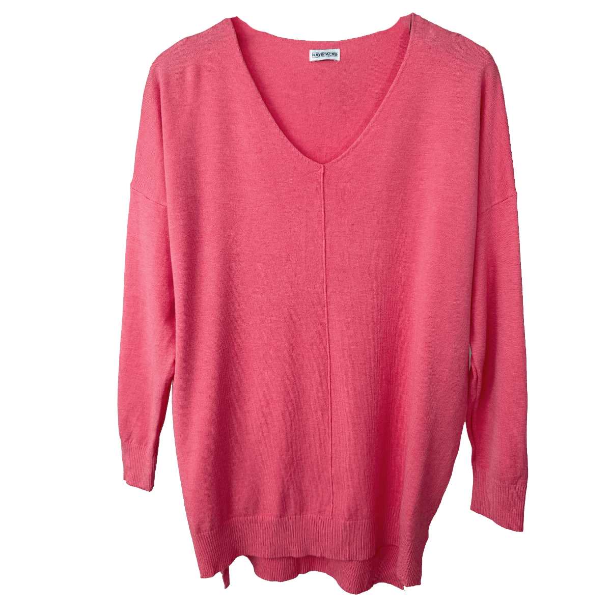 Haystacks Sweater One size Center Seam V-Neck Basic Sweater - Heather Radish