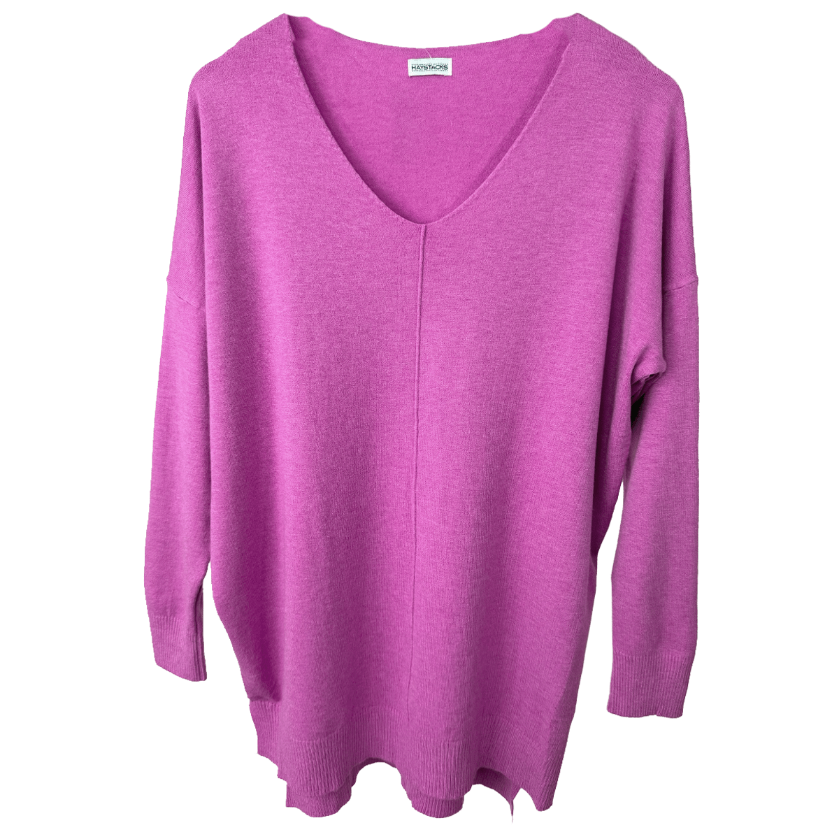 Haystacks Sweater One size Center Seam V-Neck Basic Sweater - Hot Pink