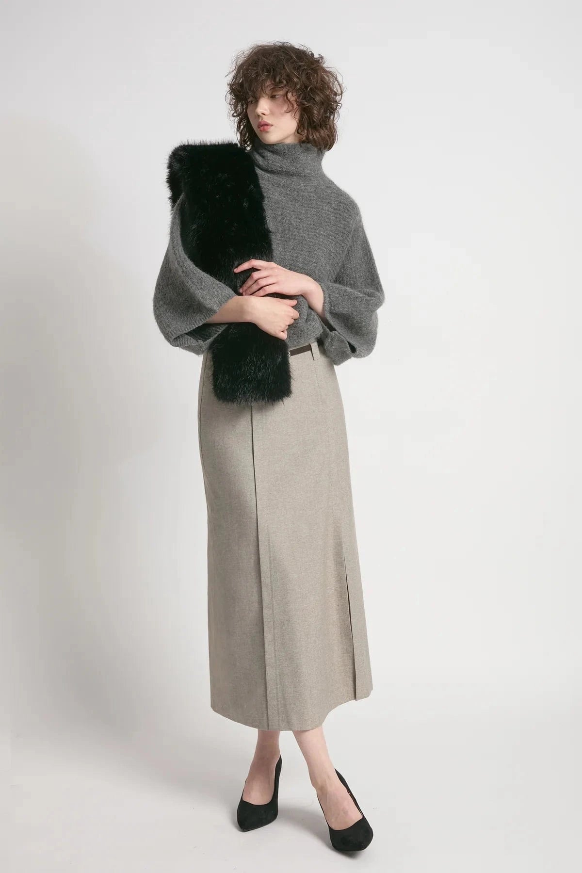 Haystacks Sweater One Size Cocoon Longsleeve Crop Sweater - Charcoal