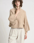 Haystacks Sweater One Size Cocoon Longsleeve Crop Sweater - Sand