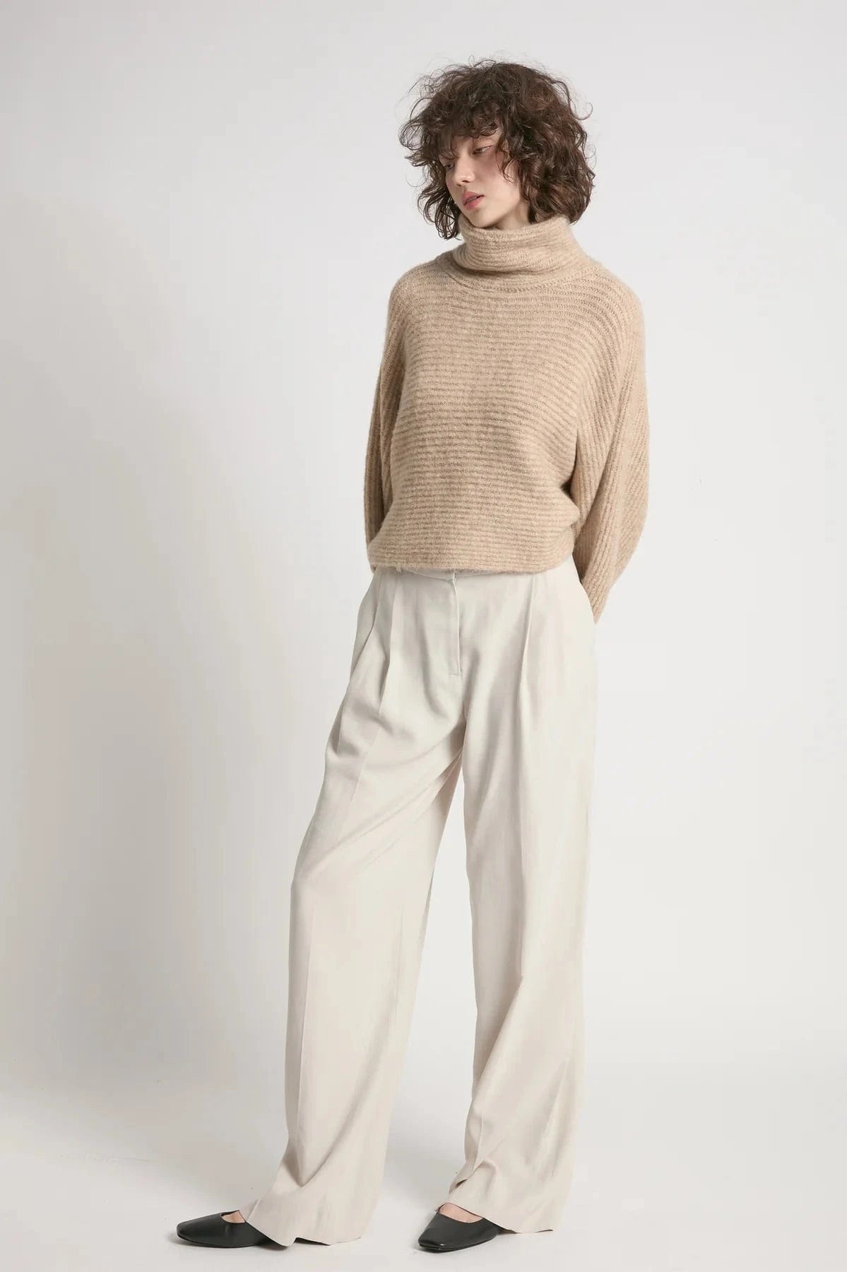 Haystacks Sweater One Size Cocoon Longsleeve Crop Sweater - Sand