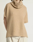 Haystacks Sweater One size Flowy Neck Sleeved Sweater Vest - Camel