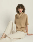 Haystacks Sweater One size Flowy Neck Sleeved Sweater Vest - Camel