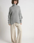 Haystacks Sweater One size Notch Knit Pullover Sweater - Grey