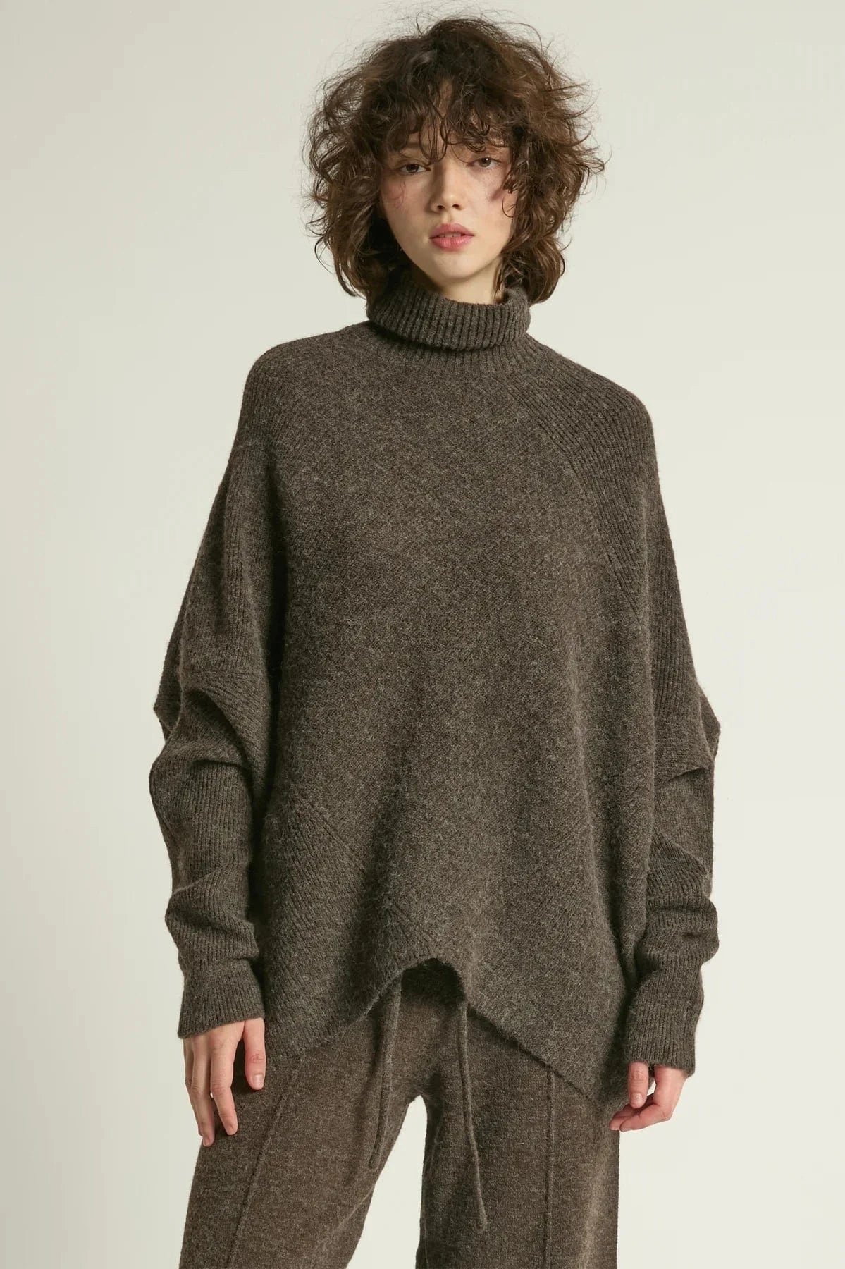 Haystacks Sweater One size Notch Knit Pullover Sweater - Mocha