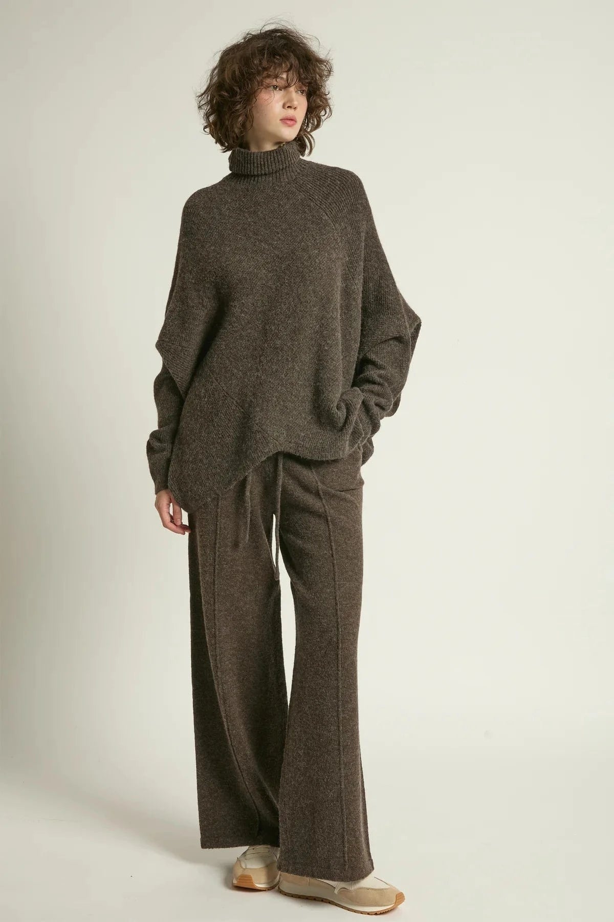 Haystacks Sweater One size Notch Knit Pullover Sweater - Mocha