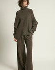 Haystacks Sweater One size Notch Knit Pullover Sweater - Mocha