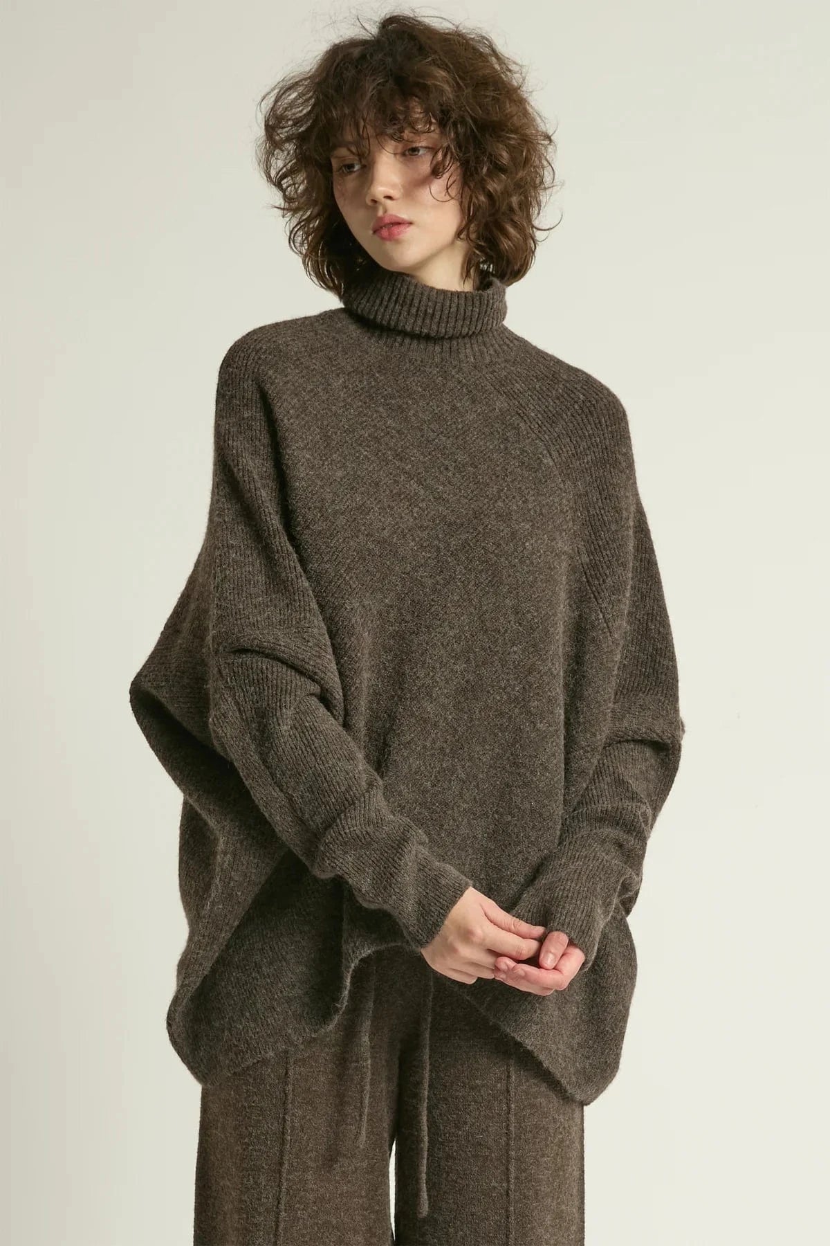 Haystacks Sweater One size Notch Knit Pullover Sweater - Mocha