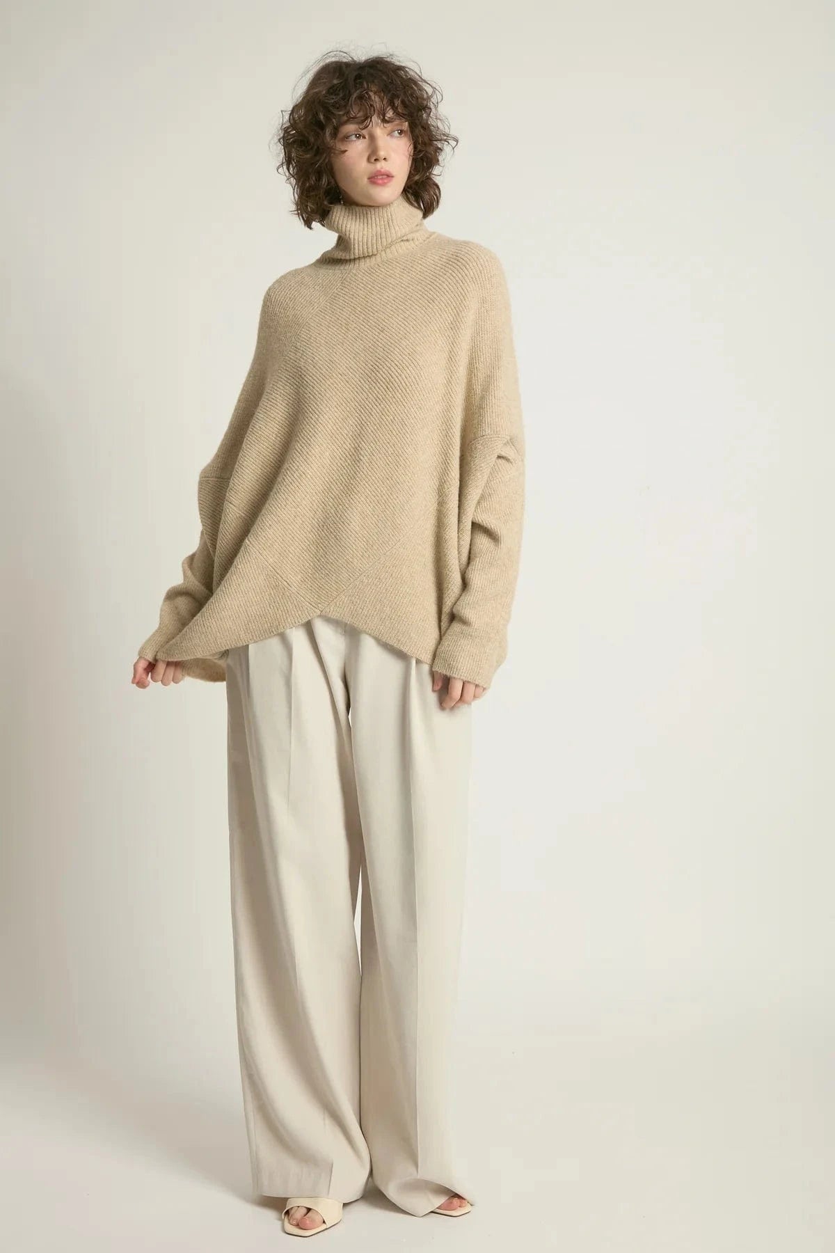 Haystacks Sweater One size Notch Knit Pullover Sweater - Tan