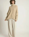 Haystacks Sweater One size Notch Knit Pullover Sweater - Tan