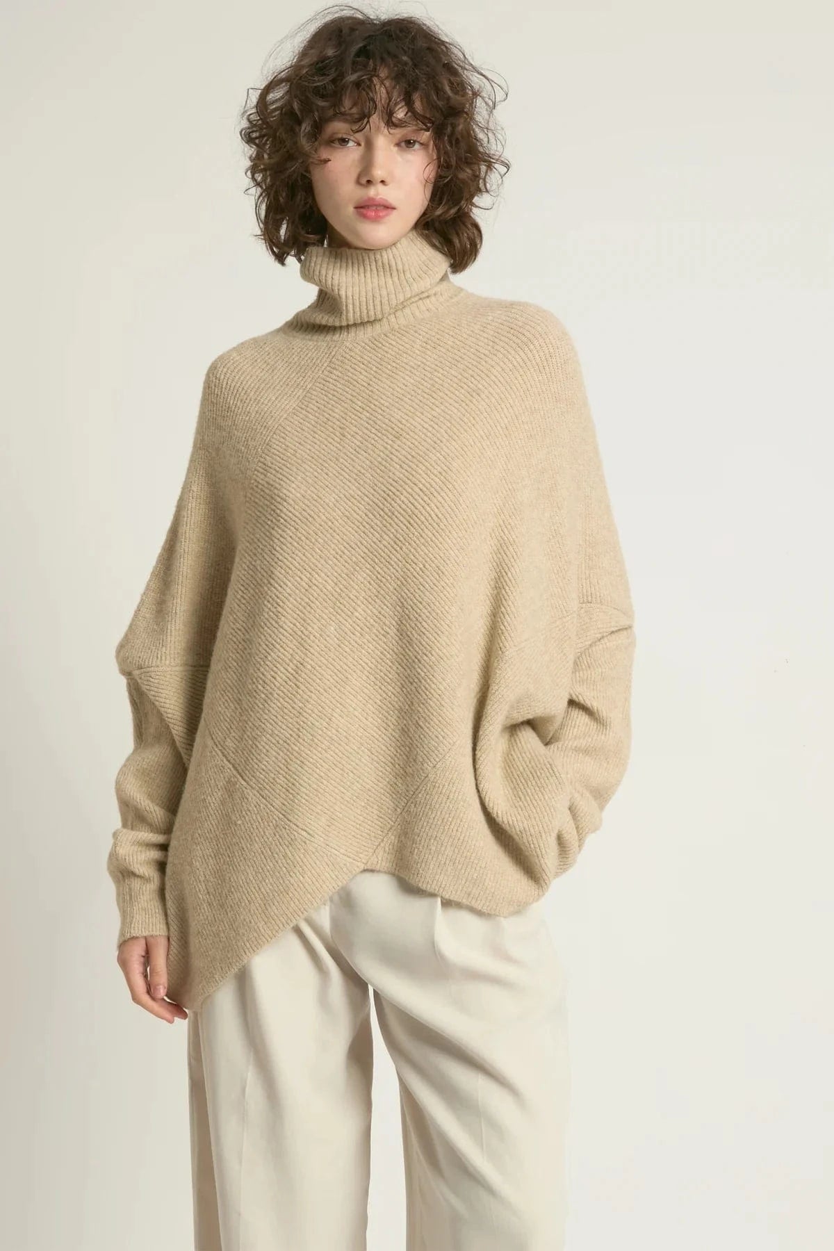 Haystacks Sweater One size Notch Knit Pullover Sweater - Tan