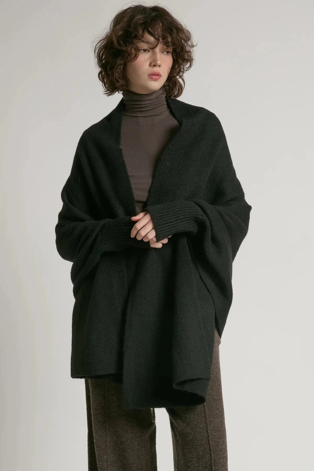 Haystacks Sweater One size Pocket Shrug Cape Cardigan Sweater - Black