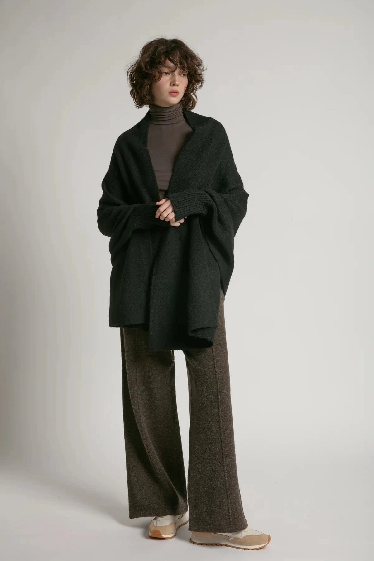 Haystacks Sweater One size Pocket Shrug Cape Cardigan Sweater - Black