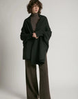 Haystacks Sweater One size Pocket Shrug Cape Cardigan Sweater - Black