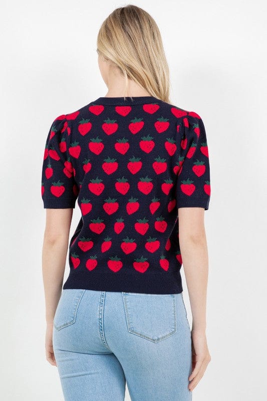 Haystacks Sweater Short Sleeve Strawberry Sweater