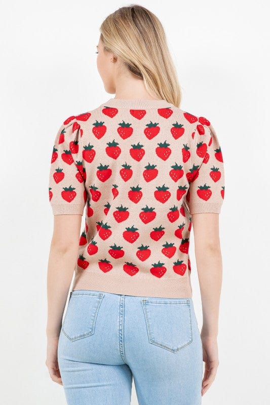 Haystacks Sweater Short Sleeve Strawberry Sweater