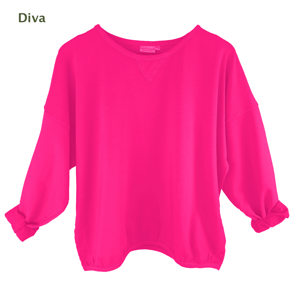 Haystacks top Diva Leelanau Cotton French Boxy Terry Sweatshirt