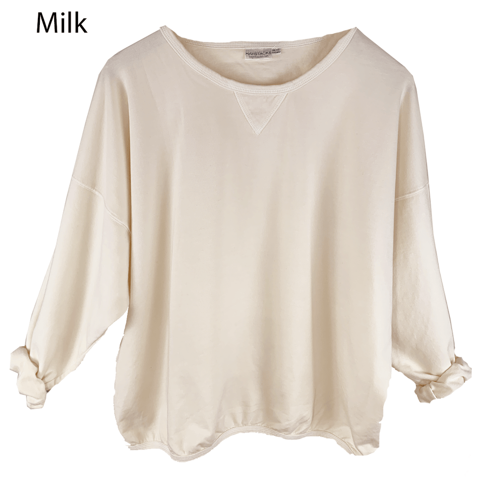 Haystacks top Milk Haystacks Boxy Leelanau Cotton French Terry Sweatshirt