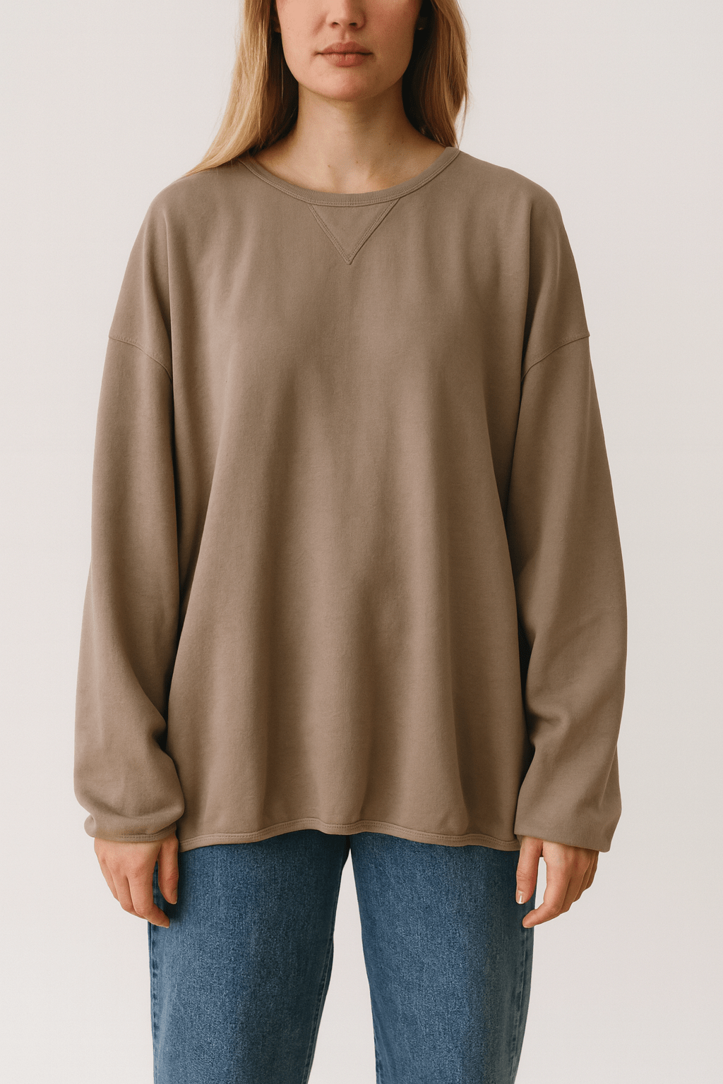 Haystacks top One Size/Free Size Leelanau Cotton Terry Boxy Sweatshirt (Coffee)