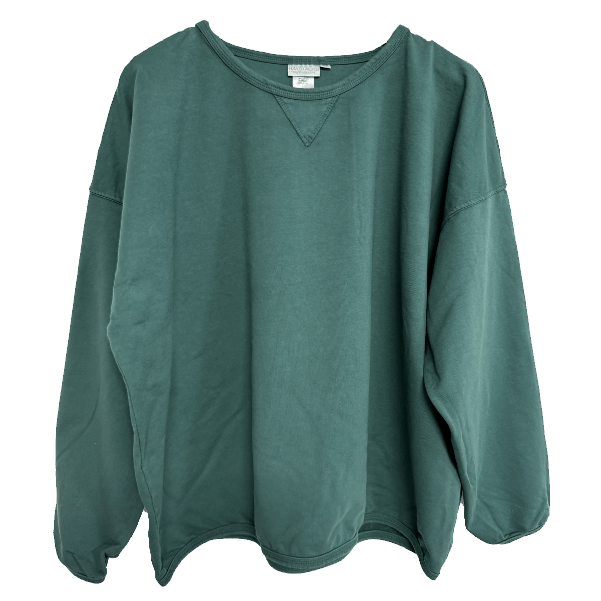Haystacks top One Size/Free Size Leelanau Cotton Terry Boxy Sweatshirt (Evergreen)