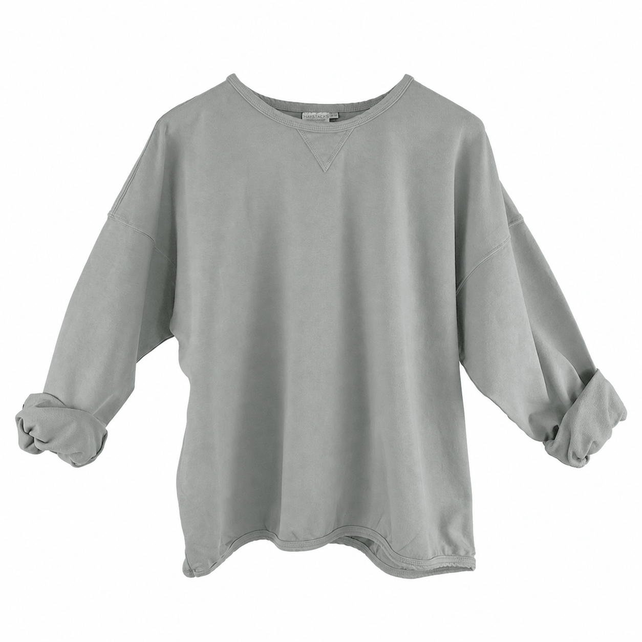 Haystacks top One Size/Free Size Leelanau Cotton Terry Boxy Sweatshirt (Stone)