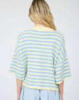 J.O.A CHOCOLATE BROWN STRIPE RAW EDGE SHORT SLEEVE BUTTON DOWN CARDIGAN