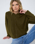J.O.A OLIVE LIGHTWEIGHT BUTTON DOWN KNIT CARDIGAN
