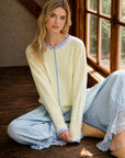J.O.A STRIPE RAW EDGE BUTTON DOWN LONG SLEEVE CARDIGAN