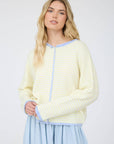 J.O.A STRIPE RAW EDGE BUTTON DOWN LONG SLEEVE CARDIGAN