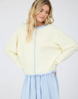 J.O.A STRIPE RAW EDGE BUTTON DOWN LONG SLEEVE CARDIGAN