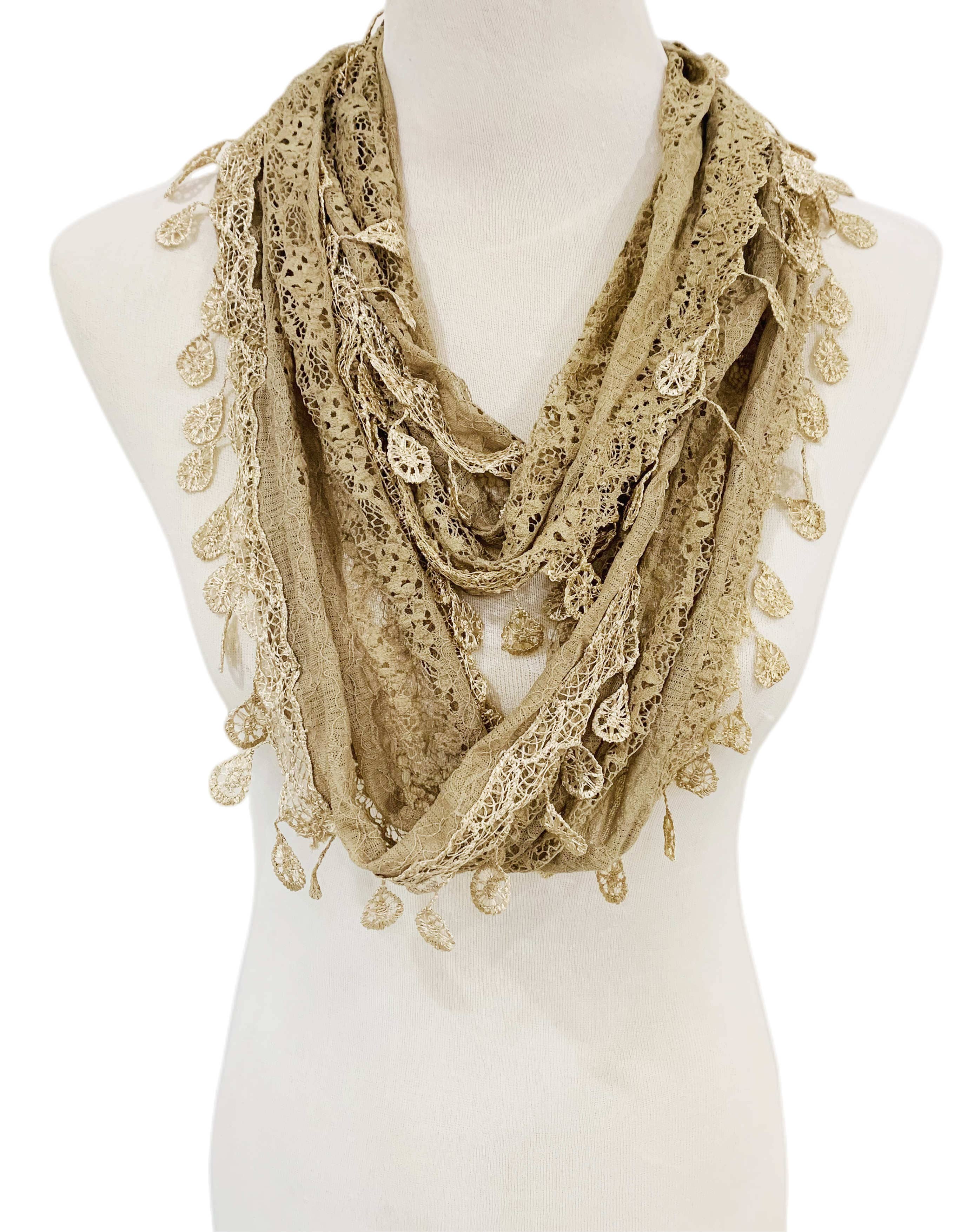Falling Leaves lace Infinity Scarf - 4 colors – Haystacks