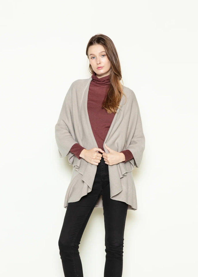 Look by M Kimono Grey Cascades Basic Shawl Sweater Vest