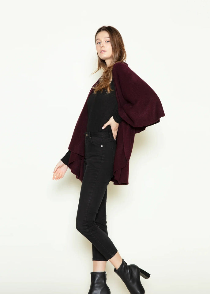 Look by M Kimono Raisin Cascades Basic Shawl Sweater Vest