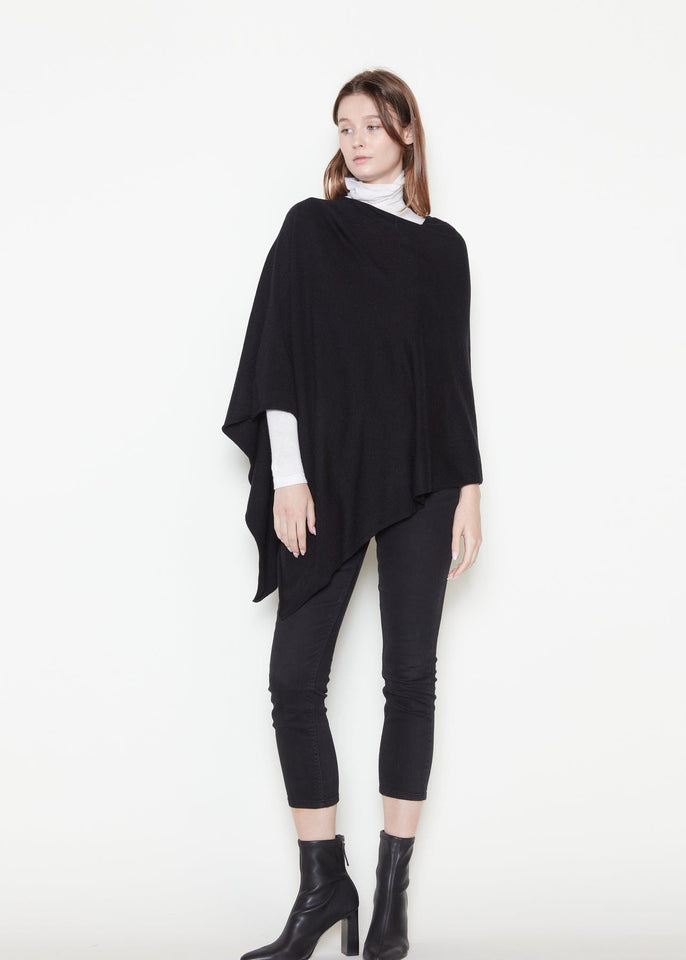 Look by M Poncho Black Basic Solid Poncho