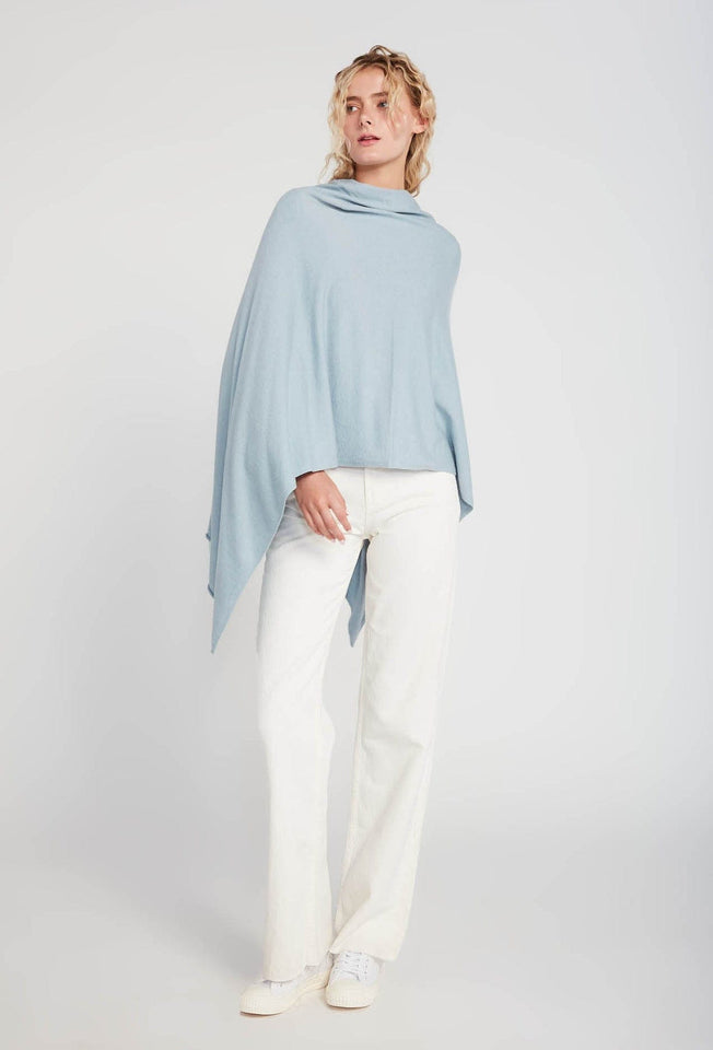 Look by M Poncho Light Blue Basic Solid Poncho