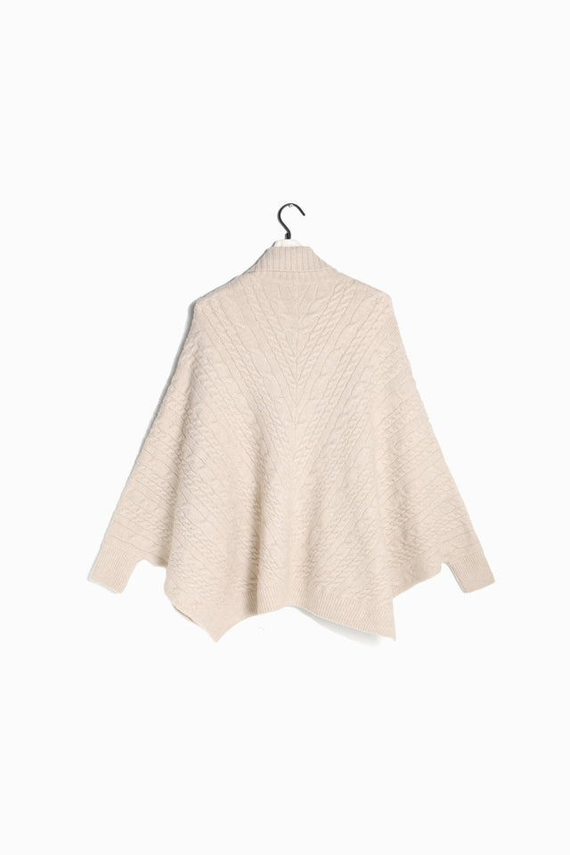 Look by M Sweater Duffle Toggle Cable Knit Open Front Sweater