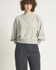 Look By M Sweater One size Aura Longsleeve Crop Sweater - Stone Grey