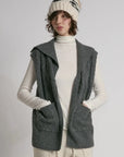 Look By M Sweater One Size Cable Knit Open Front Sweater Vest - Charcoal