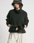 Look By M Sweater One size Dolman Funnelneck Pullover Sweater- Black