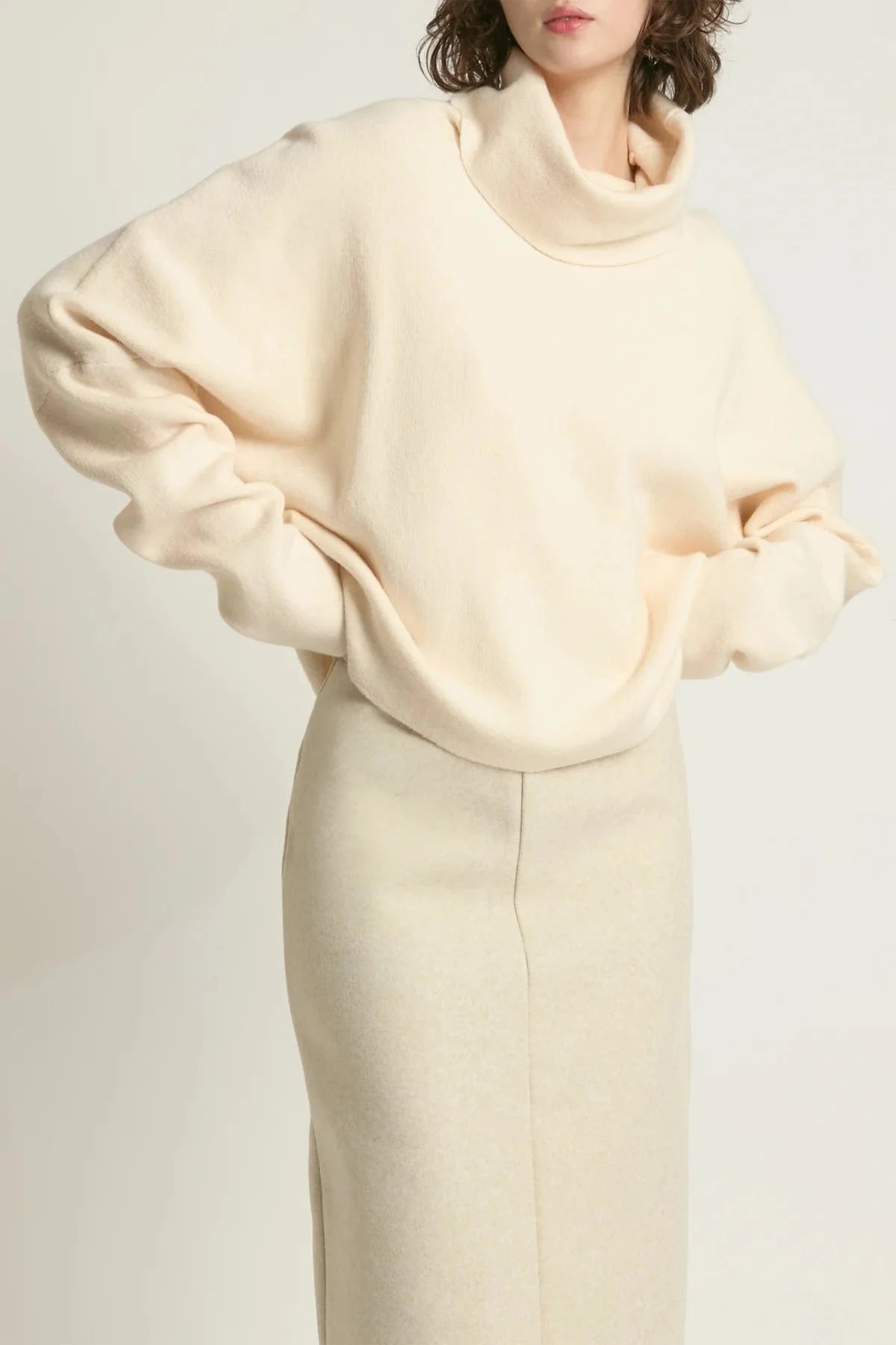 Look By M Sweater One size Dolman Funnelneck Pullover Sweater - Cream